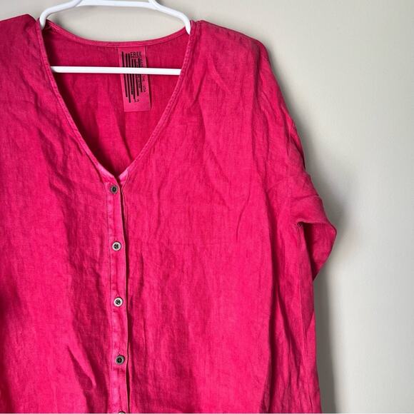 Free People Women’s Red Linen Boho Mini Swing Dress Small - Picture 7 of 9